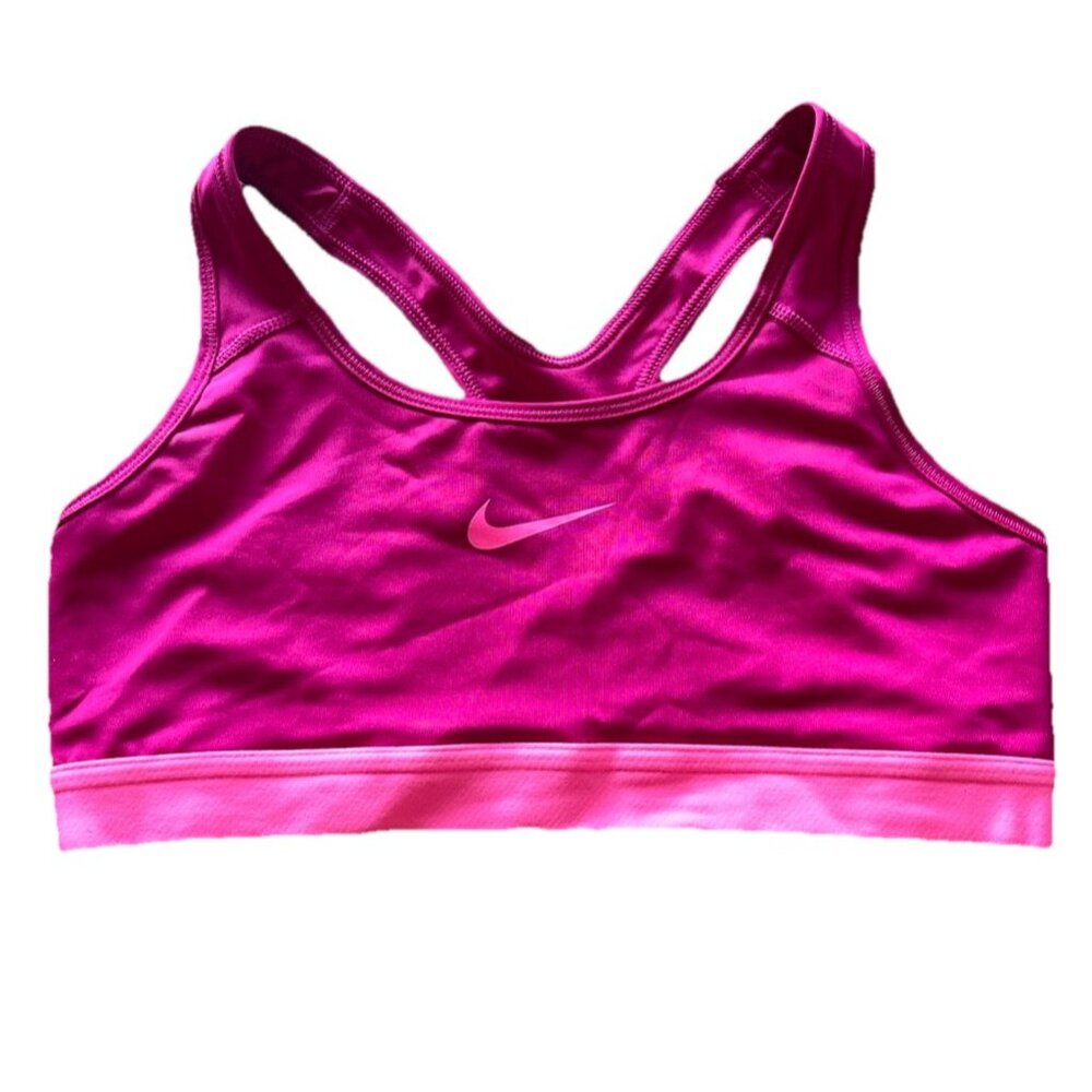 NIKE Women’s Size Medium DRI-FIT Support Sports Yoga/Gym Bra-Magenta Pink